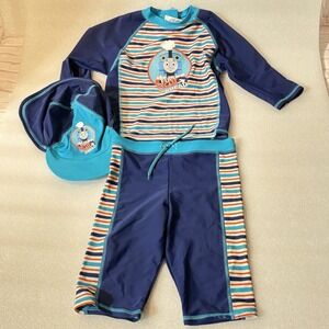 Vintage Thomas And Friends 3 Piece Swim Trunk , Shirt and‎ HatSet Size 2-3T